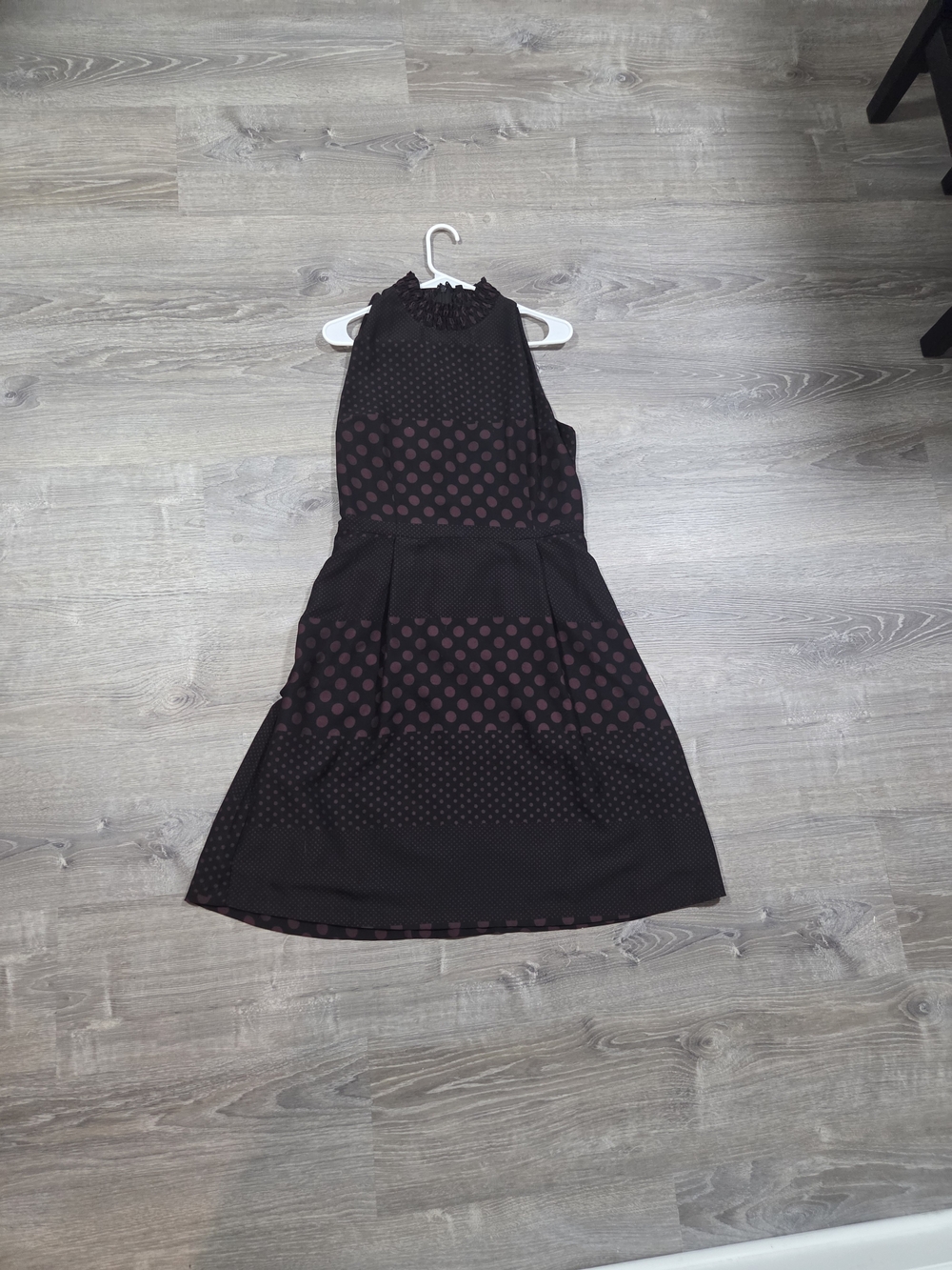 Who What Wear Black Midi Dress with Burgundy Polka Dots